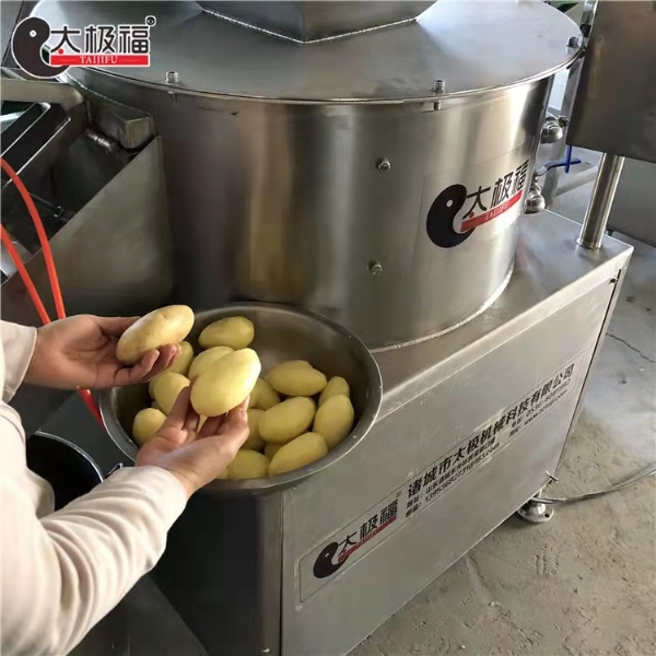 客户试机土豆削皮机